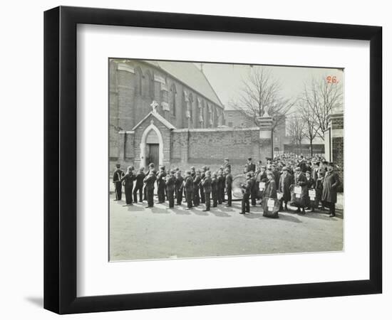 Boys Emigrating to Canada Setting Off from Saint Nicholas Industrial School, Essex, 1908-null-Framed Photographic Print