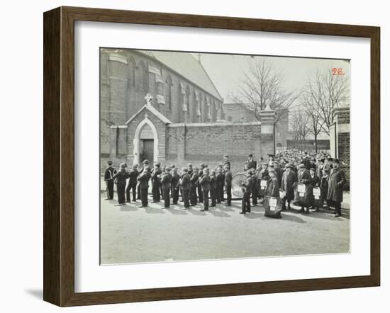 Boys Emigrating to Canada Setting Off from Saint Nicholas Industrial School, Essex, 1908-null-Framed Photographic Print