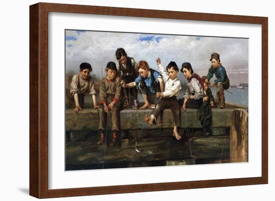 Boys Fishing, 1880-John George Brown-Framed Giclee Print