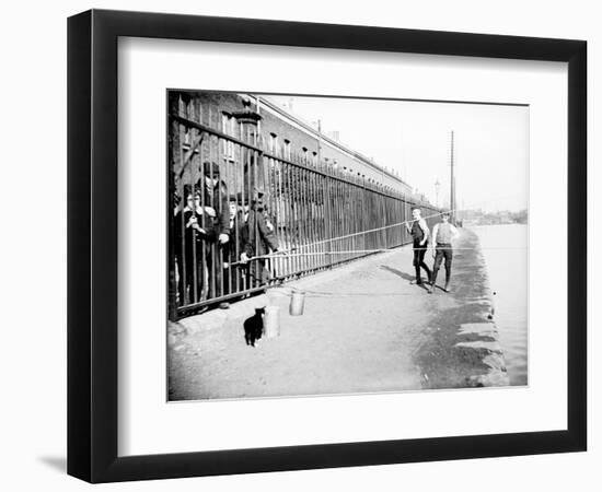 Boys Fishing across a Canal Towpath, London, C1905-null-Framed Photographic Print