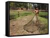 Boys Fishing Around the Temples of Angkor, Cambodia, Indochina, Southeast Asia-Andrew Mcconnell-Framed Stretched Canvas