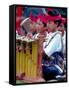 Boys' Gamelan Orchestra and Barong Dancers, Bali, Indonesia-Merrill Images-Framed Stretched Canvas