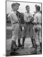 Boys Having a Discussion Before Playing Baseball-Nina Leen-Mounted Photographic Print