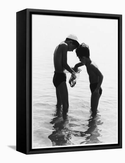 Boys Hunting for Crabs-null-Framed Stretched Canvas