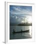 Boys in a Canoe in Backlit in the Marovo Lagoon, Solomon Islands, Pacific-Michael Runkel-Framed Photographic Print