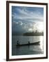 Boys in a Canoe in Backlit in the Marovo Lagoon, Solomon Islands, Pacific-Michael Runkel-Framed Photographic Print