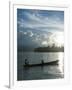 Boys in a Canoe in Backlit in the Marovo Lagoon, Solomon Islands, Pacific-Michael Runkel-Framed Photographic Print