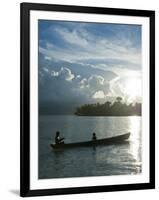 Boys in a Canoe in Backlit in the Marovo Lagoon, Solomon Islands, Pacific-Michael Runkel-Framed Photographic Print