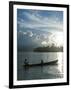 Boys in a Canoe in Backlit in the Marovo Lagoon, Solomon Islands, Pacific-Michael Runkel-Framed Photographic Print