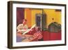 Boys in Basement with Model Airplane-null-Framed Premium Giclee Print