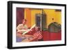 Boys in Basement with Model Airplane-null-Framed Premium Giclee Print