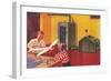 Boys in Basement with Model Airplane-null-Framed Premium Giclee Print