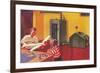 Boys in Basement with Model Airplane-Found Image Press-Framed Giclee Print