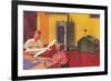 Boys in Basement with Model Airplane-Found Image Press-Framed Giclee Print