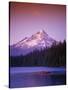 Boys in Canoe on Lost Lake with Mt Hood in the Distance, Mt Hood National Forest, Oregon, USA-Janis Miglavs-Stretched Canvas