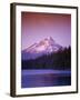 Boys in Canoe on Lost Lake with Mt Hood in the Distance, Mt Hood National Forest, Oregon, USA-Janis Miglavs-Framed Premium Photographic Print