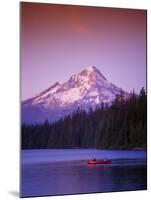 Boys in Canoe on Lost Lake with Mt Hood in the Distance, Mt Hood National Forest, Oregon, USA-Janis Miglavs-Mounted Premium Photographic Print