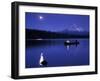 Boys in Canoe on Lost Lake with Mt Hood in the Distance, Mt Hood National Forest, Oregon, USA-Janis Miglavs-Framed Photographic Print