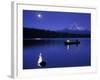 Boys in Canoe on Lost Lake with Mt Hood in the Distance, Mt Hood National Forest, Oregon, USA-Janis Miglavs-Framed Photographic Print