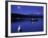 Boys in Canoe on Lost Lake with Mt Hood in the Distance, Mt Hood National Forest, Oregon, USA-Janis Miglavs-Framed Photographic Print