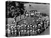 Boys in Circle for Ceremony Before Playing Young American Football League Games-Alfred Eisenstaedt-Stretched Canvas