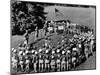 Boys in Circle for Ceremony Before Playing Young American Football League Games-Alfred Eisenstaedt-Mounted Photographic Print