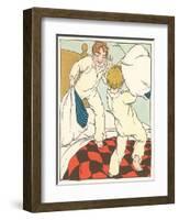 Boys in Pillow Fight-null-Framed Art Print