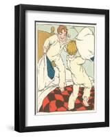 Boys in Pillow Fight-null-Framed Art Print