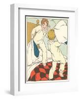 Boys in Pillow Fight-null-Framed Art Print