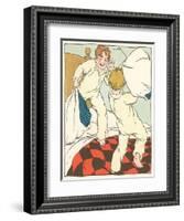 Boys in Pillow Fight-null-Framed Art Print