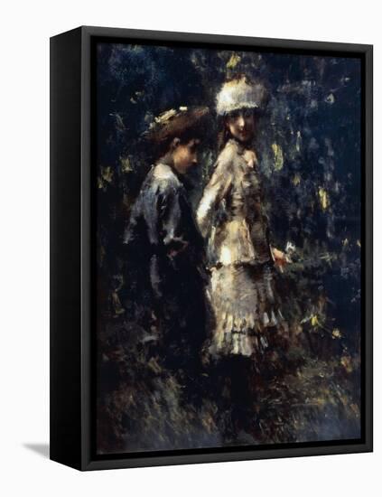 Boys in the Garden, Circa 1879-Luigi Conconi-Framed Stretched Canvas