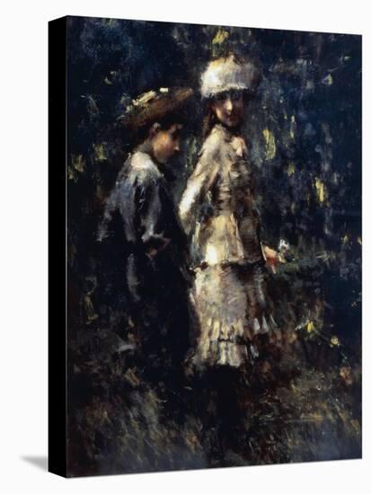 Boys in the Garden, Circa 1879-Luigi Conconi-Stretched Canvas