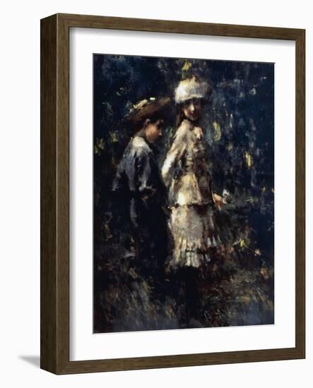 Boys in the Garden, Circa 1879-Luigi Conconi-Framed Giclee Print