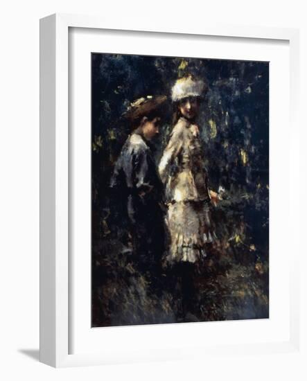 Boys in the Garden, Circa 1879-Luigi Conconi-Framed Giclee Print