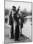 Boys in Their School Uniform Inspect Their Jam Jar Full of Little Fish-null-Mounted Photographic Print