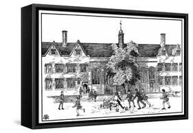 Boys in Tudor Times Playing Football at Berkhamsted Grammar School, Hertfordshire-null-Framed Stretched Canvas