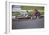 Boys Looking into Grate-William P. Gottlieb-Framed Photographic Print