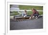 Boys Looking into Grate-William P. Gottlieb-Framed Photographic Print