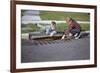 Boys Looking into Grate-William P. Gottlieb-Framed Photographic Print