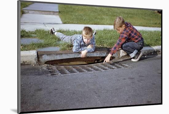 Boys Looking into Grate-William P. Gottlieb-Mounted Photographic Print