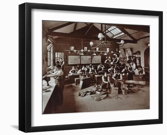 Boys Making Shoes at the Anerley Residential School for Elder Deaf Boys, Penge, 1908-null-Framed Premium Photographic Print