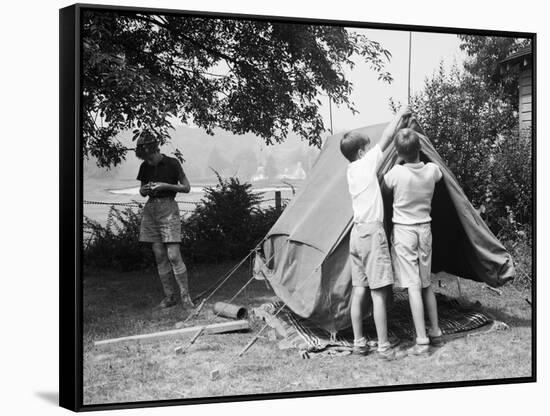 Boys Pitching a Tent-Philip Gendreau-Framed Stretched Canvas