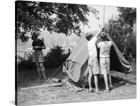 Boys Pitching a Tent-Philip Gendreau-Stretched Canvas