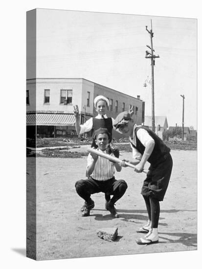 Boys Play Baseball in a Sandlot, Ca. 1923-null-Stretched Canvas