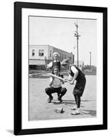 Boys Play Baseball in a Sandlot, Ca. 1923-null-Framed Premium Photographic Print