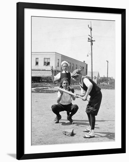 Boys Play Baseball in a Sandlot, Ca. 1923-null-Framed Photographic Print