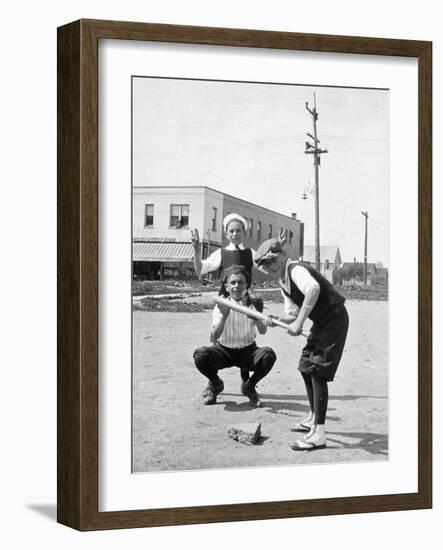 Boys Play Baseball in a Sandlot, Ca. 1923-null-Framed Photographic Print