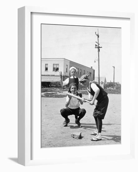 Boys Play Baseball in a Sandlot, Ca. 1923-null-Framed Photographic Print