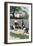 Boys Playing a Game of Marbles in a Small Town, Early 1900s-null-Framed Premium Giclee Print