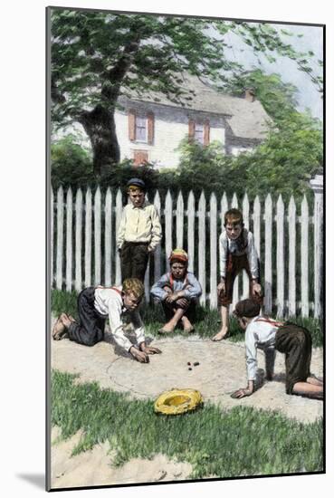 Boys Playing a Game of Marbles in a Small Town, Early 1900s-null-Mounted Giclee Print